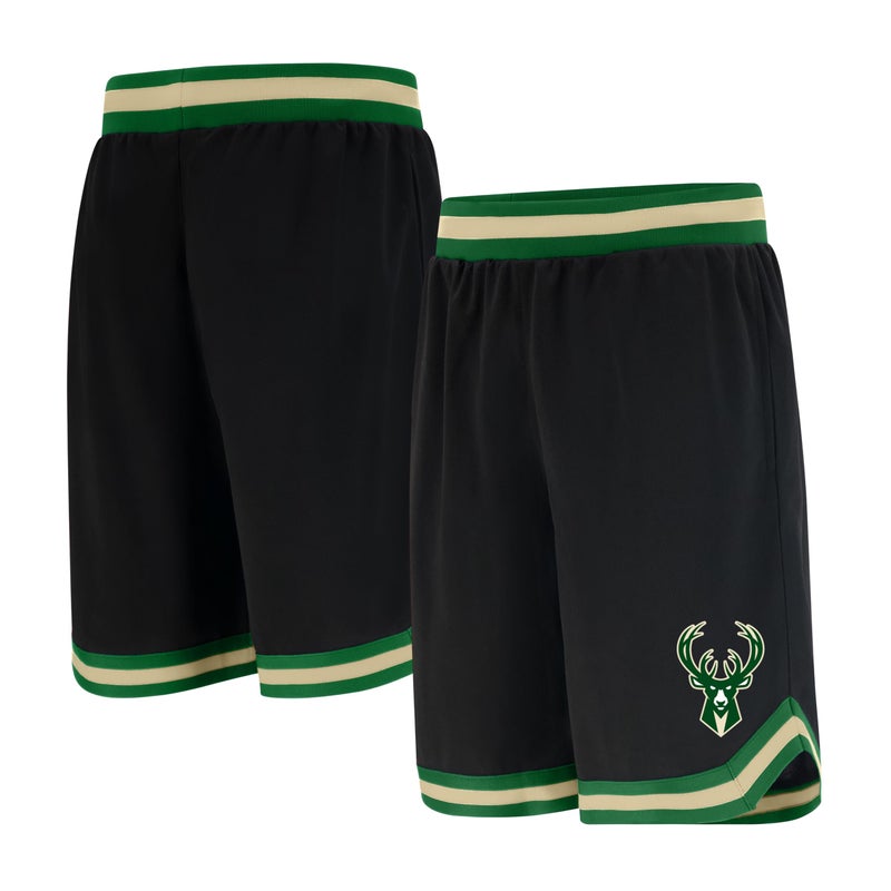 Ultra Game NBA Official Menâ€™s Active Knit Basketball Training Shorts - Unisex, Milwaukee Bucks, Black, Small - Image 1